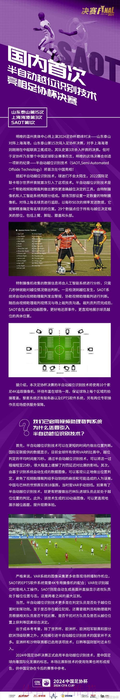 国内首次!半自动越位识别技术亮相足协杯决赛 国内首次!半自动越位识别技术亮相足协杯决赛